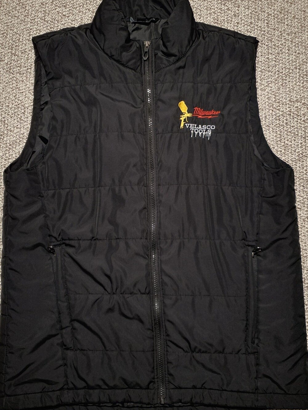 Port Authority Black Quilted Zip Vest with Logo